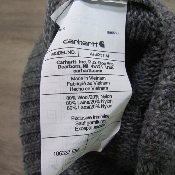 Carhartt Wool Knit Quality Patch Beanie Hat Stocking Cap Shadow/Weather Oak Marl - Picture 4 of 4